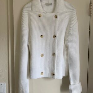 Vince White Double-Breasted Cowl Sweater NWT